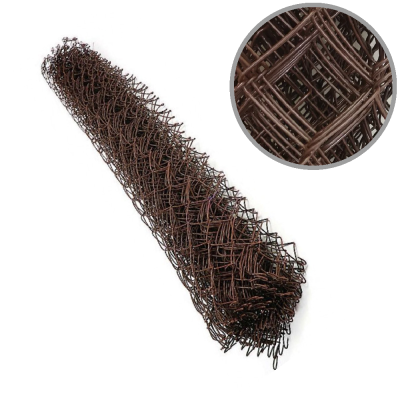 Сетка плетеная (рабица) из оцинк. провол. в ПВХ (коричневая) 55х55х2,3 мм h=1,8 м 10 м