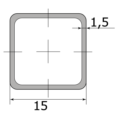 Труба проф. 15×15×1,5 мм Ст1-8пс/сп5