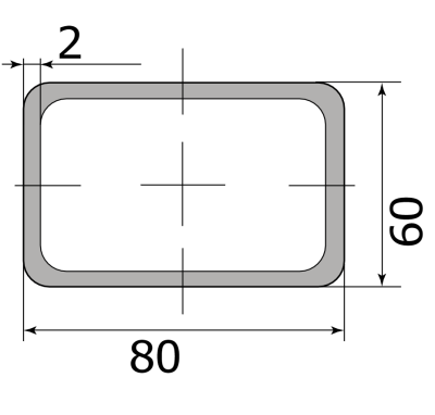 Труба проф. 80х60х2 мм Ст1-8пс/сп5