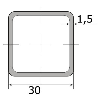 Труба проф. 30×30×1,5 мм Ст1-8пс/сп5 Труба проф. 30×30×1,5 мм Ст1-8пс/сп5