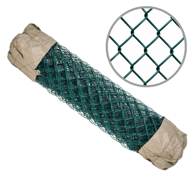 Сетка плетеная (рабица) из оцинк. провол. в ПВХ (темно-зеленая) 55х55х2,3 мм h=2,0 м 10 м