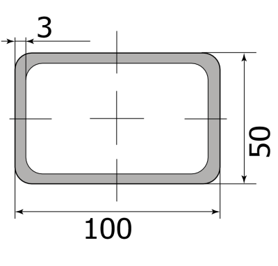 Труба проф. 100×50×3 мм Ст1-8пс/сп5