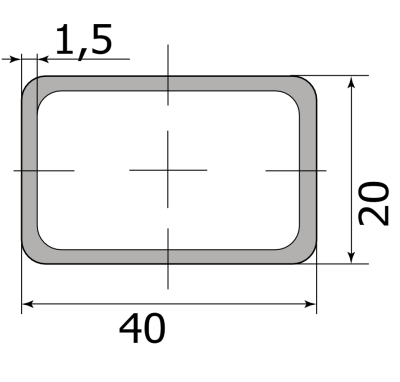 Труба проф. 40×20×1,5 мм Ст1-8пс/сп5