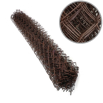 Сетка плетеная (рабица) из оцинк. провол. в ПВХ (коричневая) 55х55х2,3 мм h=1,5 м 10 м