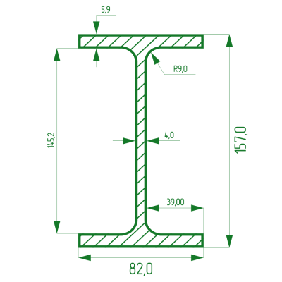 Двутавр г/к №16Б1 Ст3 ГОСТ Р 57837-2017